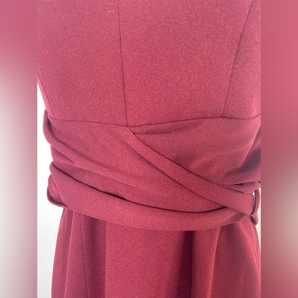 Dress the Population M Alessia Deep Red Burgundy Tie Waist Backless Dress - Picture 7 of 8